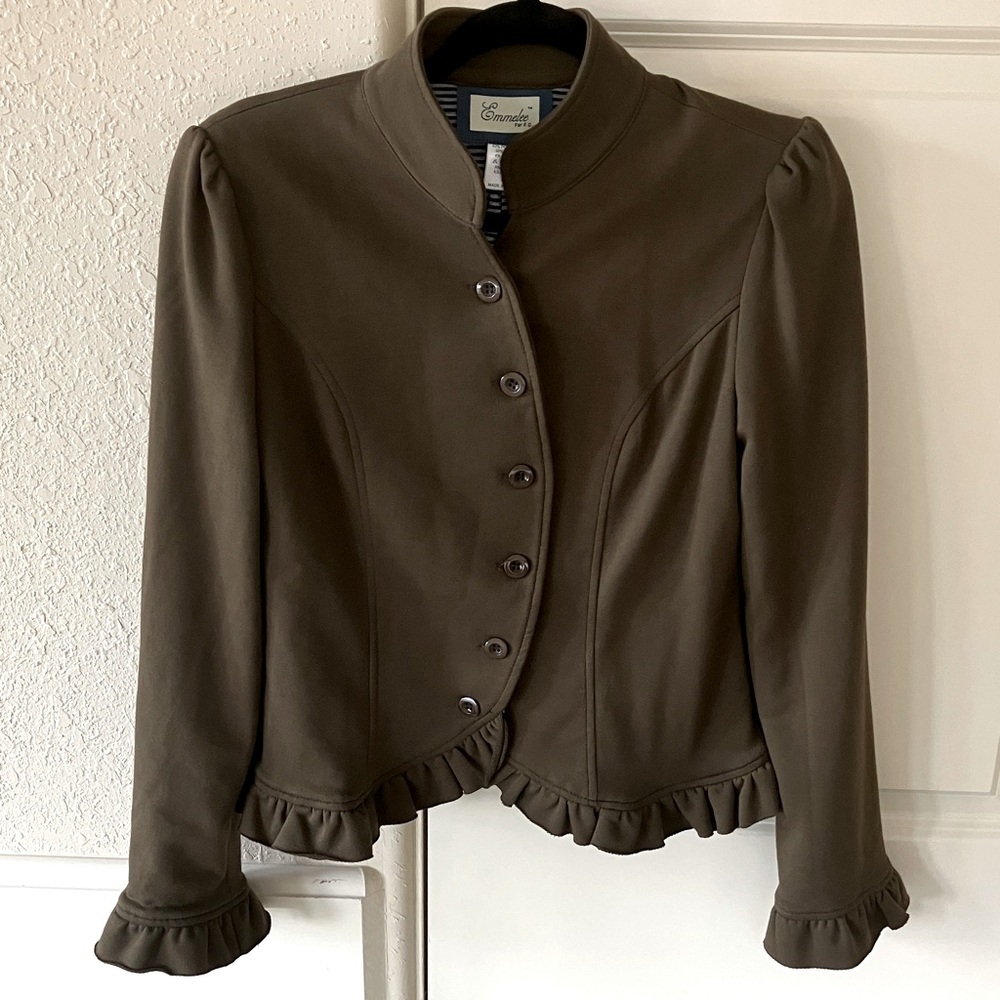 🍂Emmelee for F.C. Olive Green Ruffled Blazer🍂